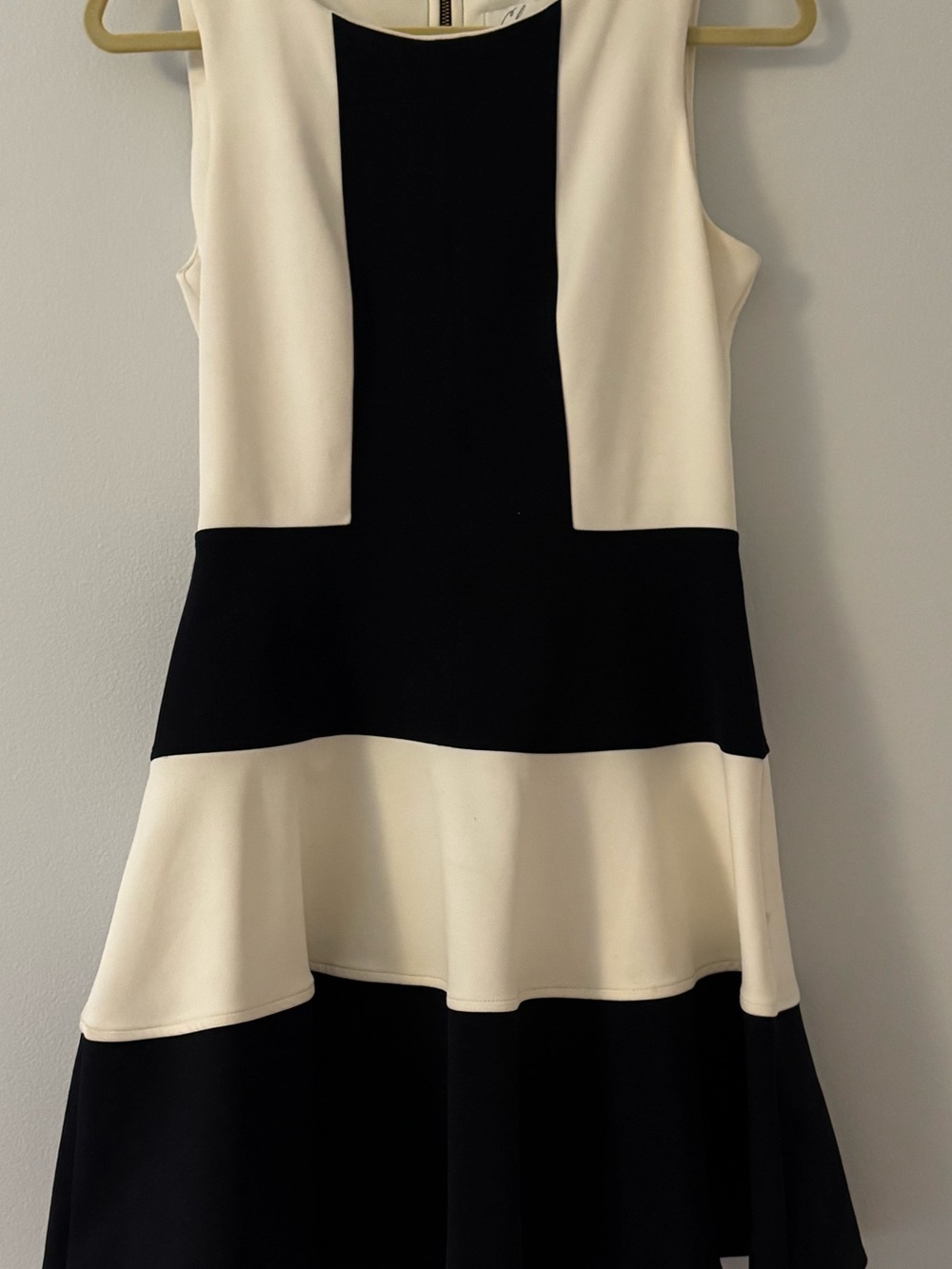 Sleeveless Black and White Colorblock Fit & Flare Dress
